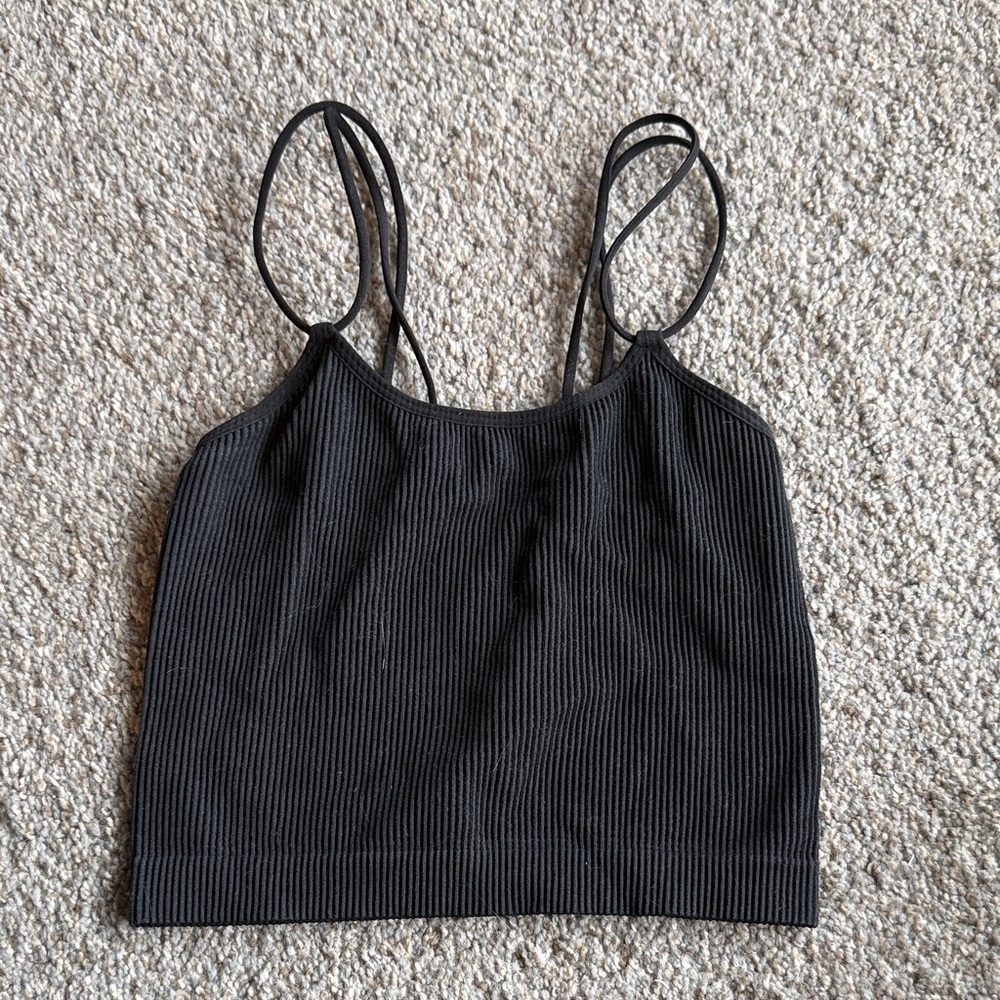 Colsie black ribbed strappy crop top